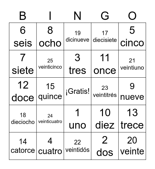 Números 1-30 Bingo Card