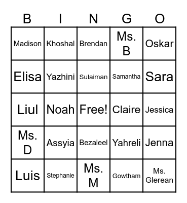 Division 21 Bingo Card