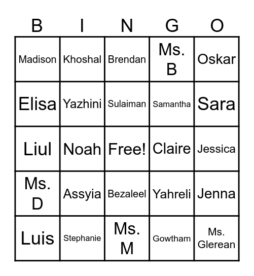 Division 21 Bingo Card