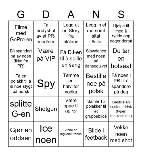 PR GDANSK Bingo Card