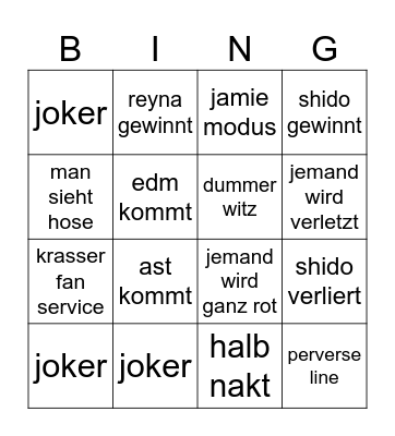 date a live Bingo Card