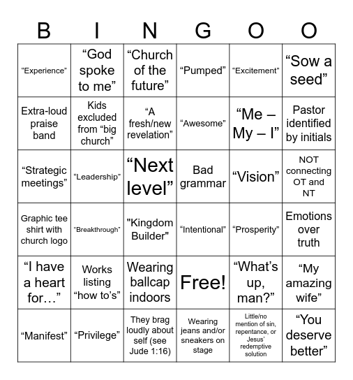 Signs & Phrases at a Mega-Modern Hipster Church or PastorUntitled Bingo Card