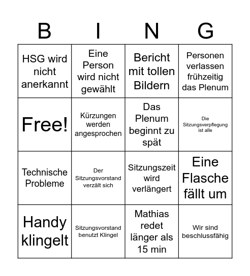 StuRa Plenum Bingo Card
