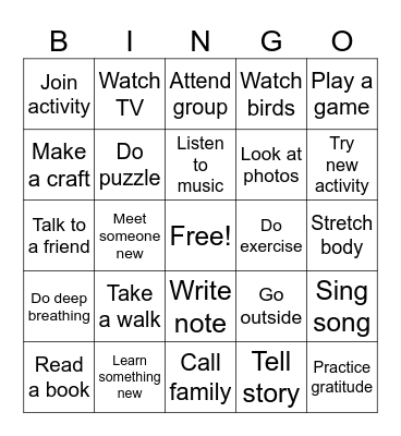 Occupational Bingo Card