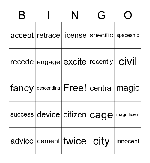 Wilson 7/1 Bingo Card
