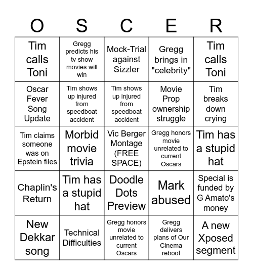 Oscor nite bingo! Bingo Card