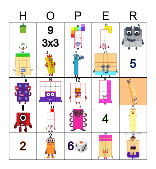 Number blocks Bingo Card