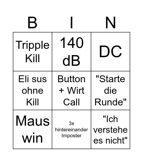 Among US Bingo Card