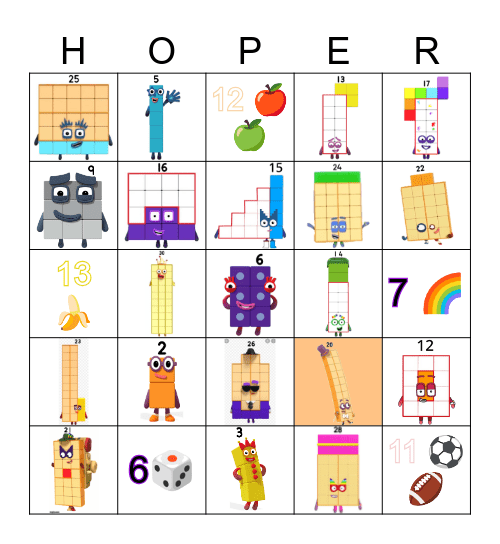 Number blocks Bingo Card