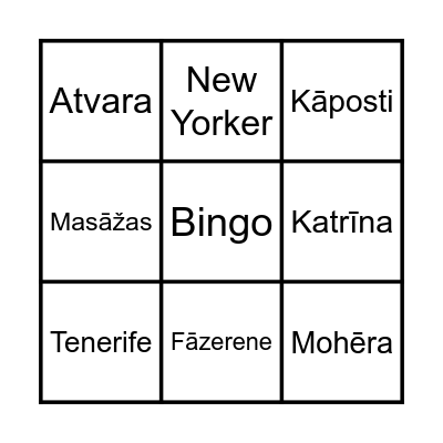 Almas Bingo Card