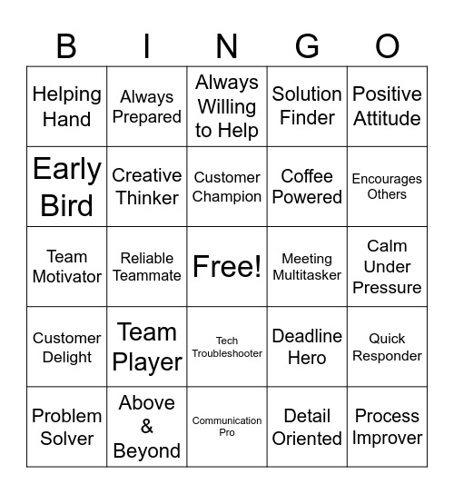 Employee Appreciation Day Bingo Card
