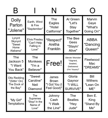 Music BINGO Card