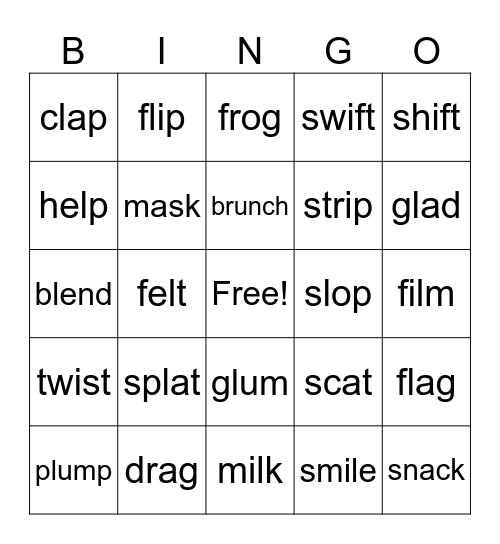 Blends Bingo Card