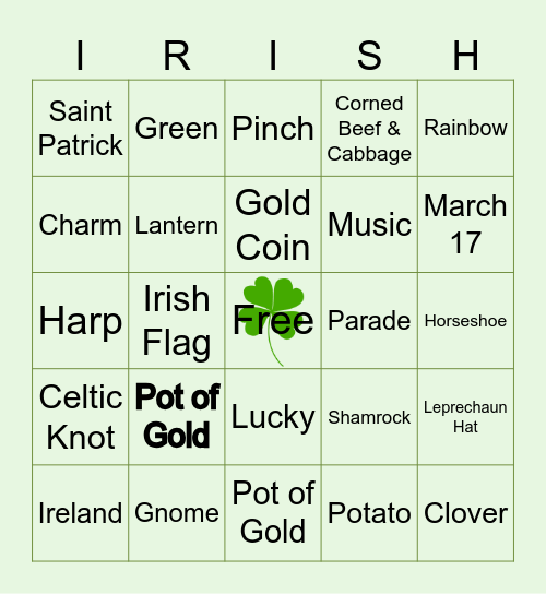 St. Patrick's Day! Bingo Card