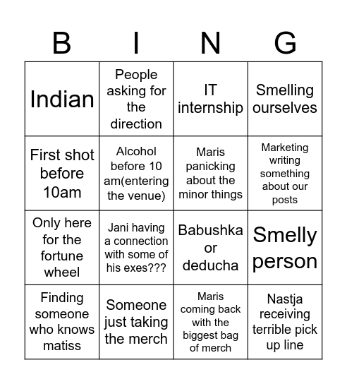 ETI Bingo Card
