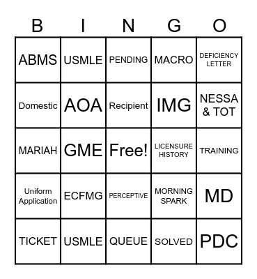 FSMB BINGO Card
