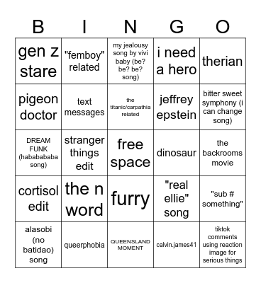 Tiktok bingo AGAIN@!!!!!!131312421343142 Bingo Card