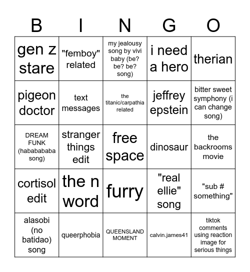 Tiktok bingo AGAIN@!!!!!!131312421343142 Bingo Card