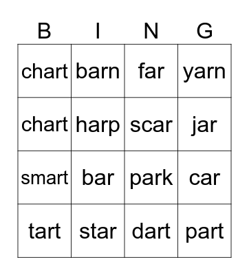 ar Bingo Card