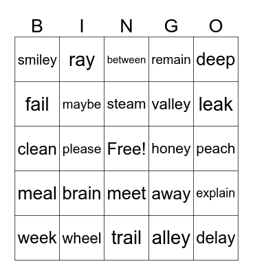 UFLI 84 and 85 Bingo Card