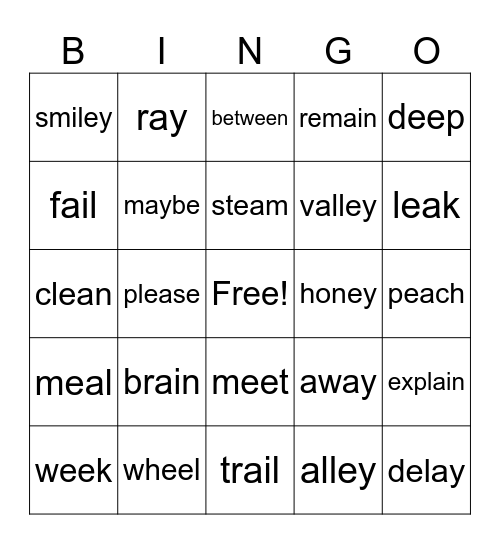 UFLI 84 and 85 Bingo Card
