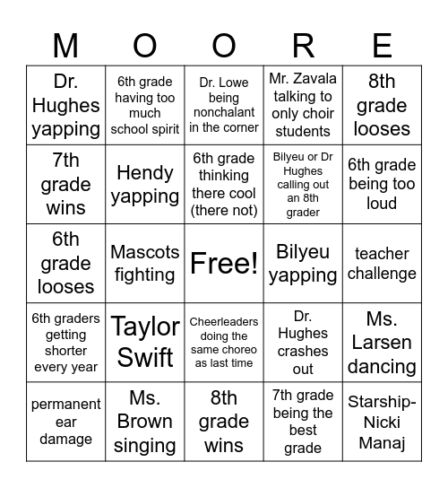 Incentive Day Bingo Card