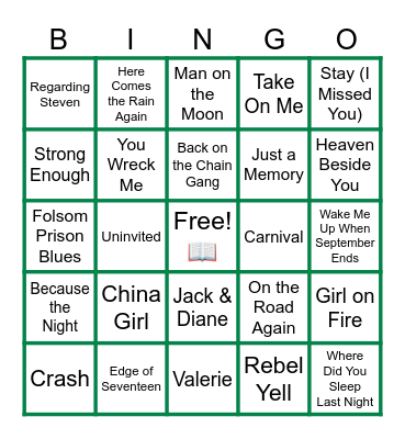 MUSIC BINGO at the Ann Arbor Eagles! 🎵🎶Storytellers!🎶🎵 Bingo Card