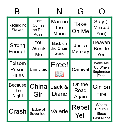 MUSIC BINGO at the Ann Arbor Eagles! 🎵🎶Storytellers!🎶🎵 Bingo Card