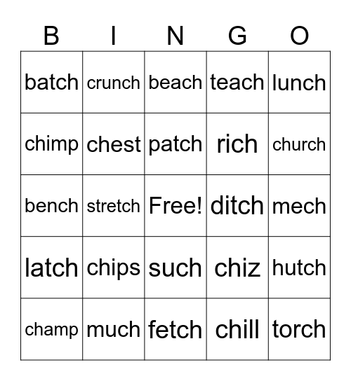 ch & tch Bingo Card