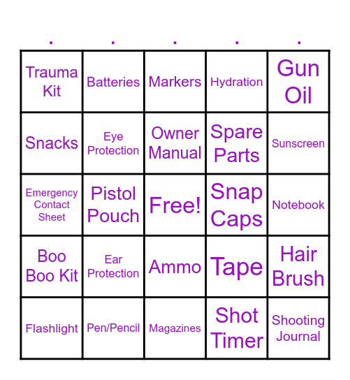 Range Bag Bingo Card