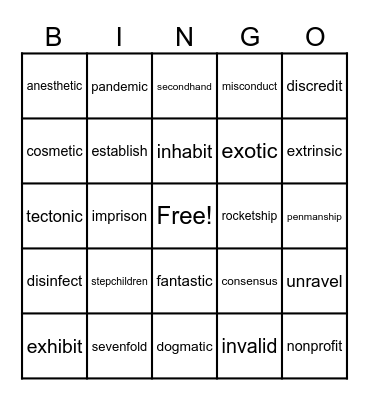 3.4 Bingo Card