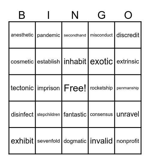 3.4 Bingo Card
