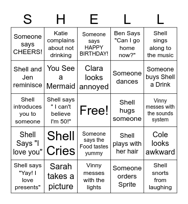 SHELL Bingo Card