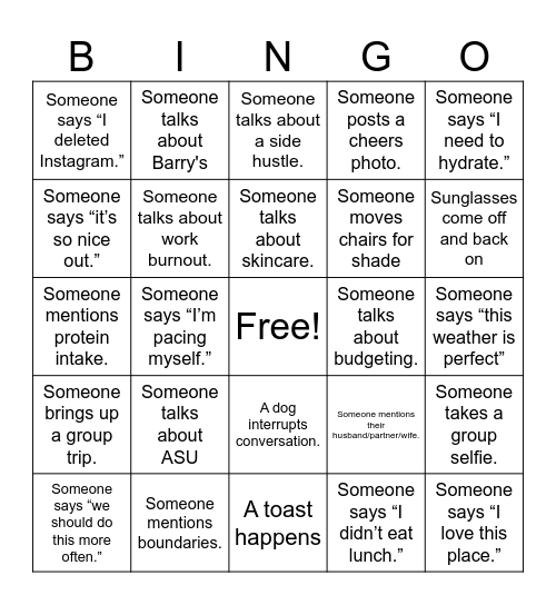 Danielle's BDay Bingo Card