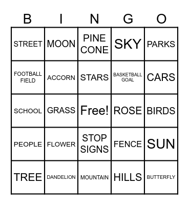 It's Outdoors Bingo Card