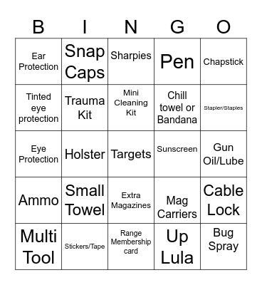 Range Bag Bingo Card