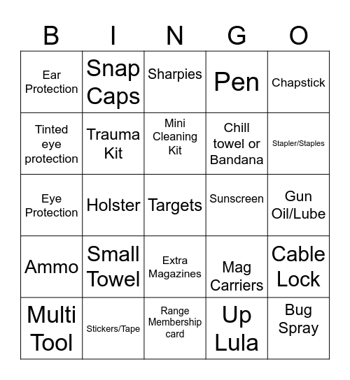 Range Bag Bingo Card
