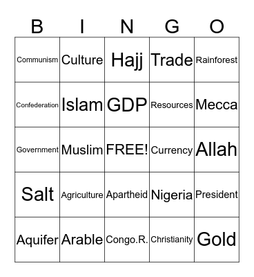 Bingo Card