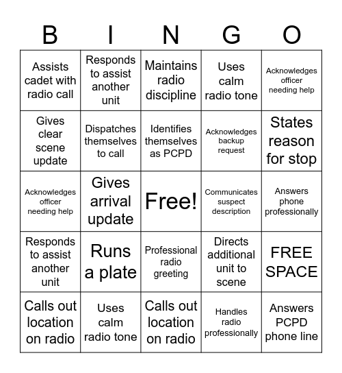 PCPD Bingo Card
