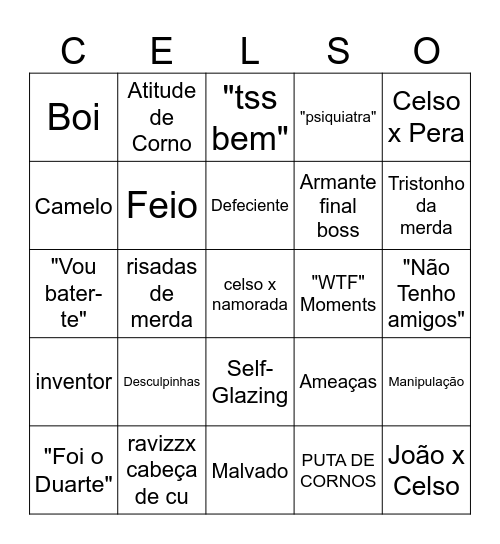 TRIBUNAL DO CELSO Bingo Card