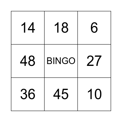 BINGO MATEMATICO Bingo Card