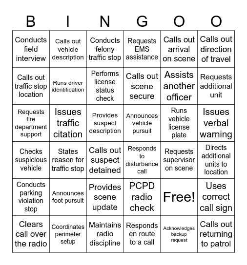 PCPD Bingo Card