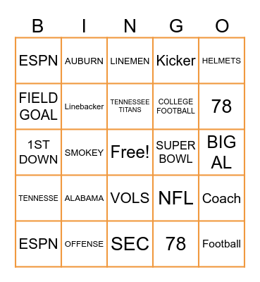 Bobby's Bingo Bonanza! Bingo Card