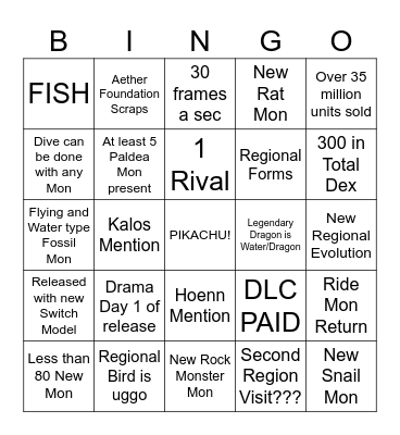 Pokemon Wi Wa! Bingo Card
