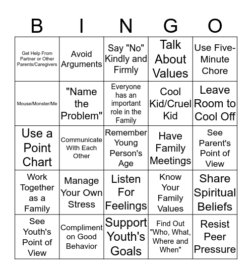 Family BINGO Card