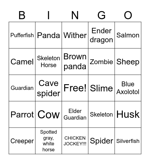 Minecraft Bingo: Can you fill the card? Bingo Card