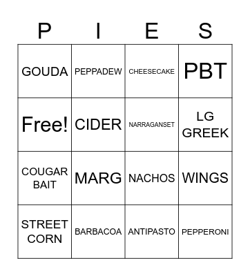 PIES BINGO :) Bingo Card