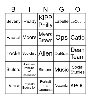 KIPP CATTO Bingo Card