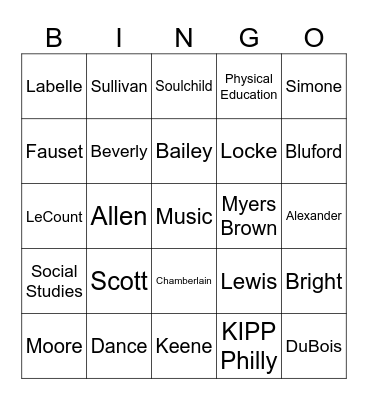 KIPP CATTO Bingo Card