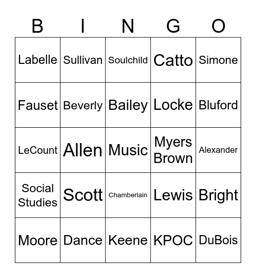 KIPP CATTO Bingo Card